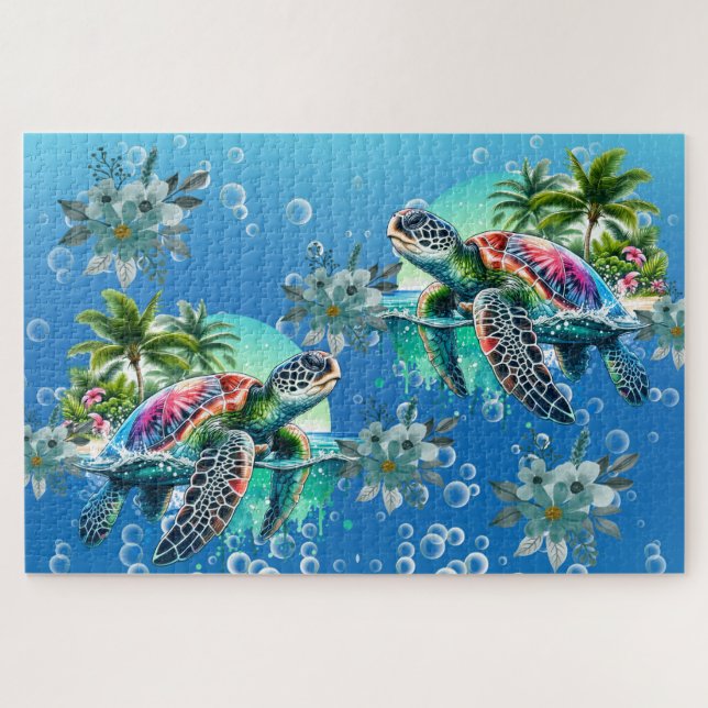 Difficult Whimsical Sea Turtle Jigsaw Puzzle (Horizontal)