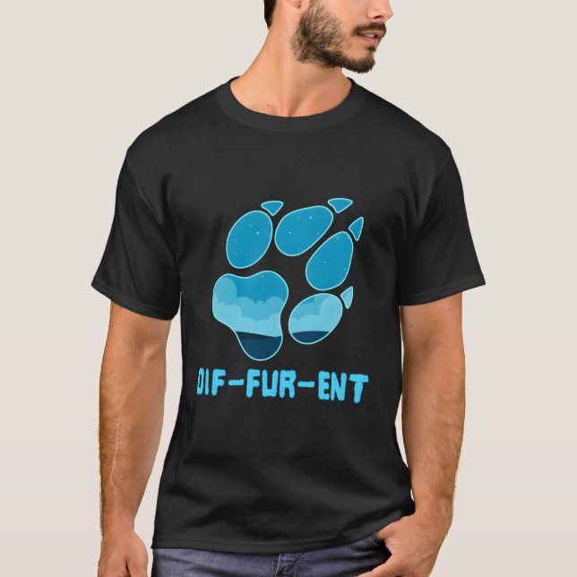 Diffurent Paw Print Furry Fursona T-Shirt (Front)