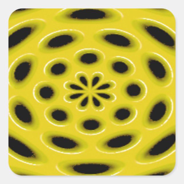 Diffuse Yellow And Black Ellipsoid Square Sticker (Front)