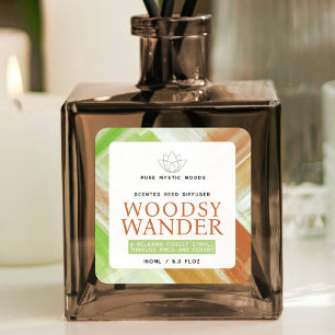 Diffuser abstract watercolor woodsy green brown square sticker