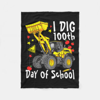Dig 100th Day Of School Digger Excavator School Da Fleece Blanket