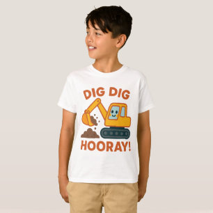 Dig Dig Hooray Construction Excavator Kids T-Shirt