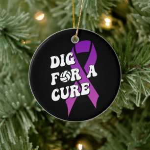 Dig For A Cure, Breast Cancer Awareness Volleyball Ceramic Tree Decoration