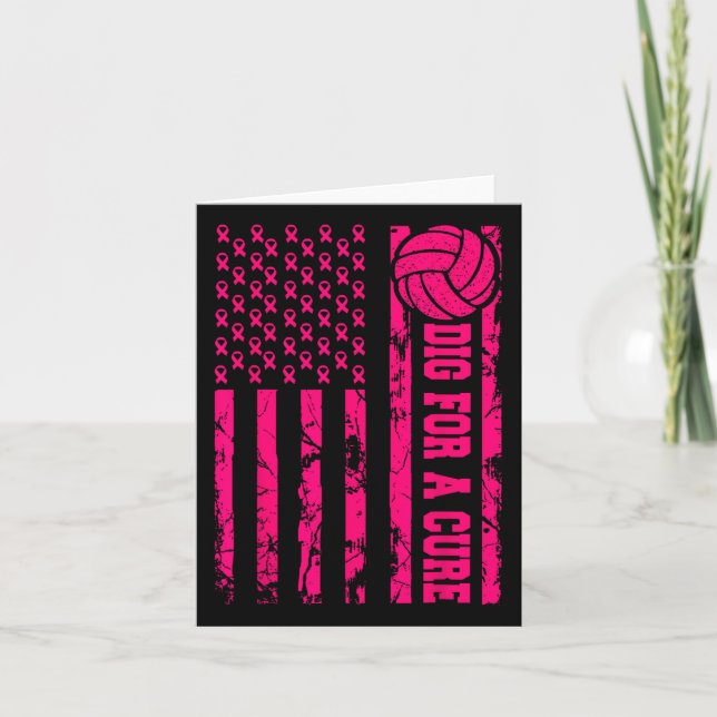 Dig For A Cure Breast Cancer Volleybyll Pink Ameri Card (Front)