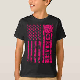 Dig For A Cure Breast Cancer Volleybyll Pink Ameri T-Shirt