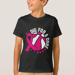 Dig For A Cure Sketll Pink Breast Cancer Awareness T-Shirt