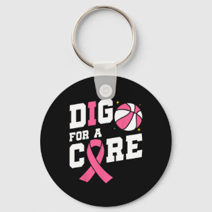 Dig For A Cure Sketll Pink Ribbon Breast Cancer Key Ring
