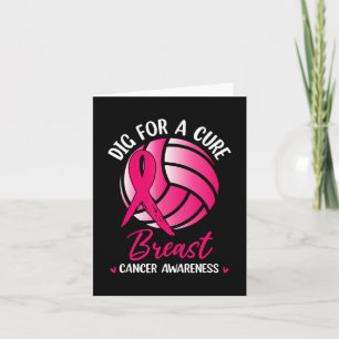 Dig For Cure Ribbon Volleyball Breast Cancer Aware Card