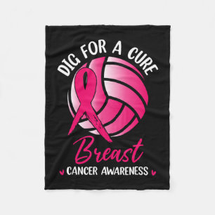 Dig For Cure Ribbon Volleyball Breast Cancer Aware Fleece Blanket