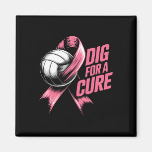Dig For Cure Ribbon Volleyball Breast Cancer Aware Magnet