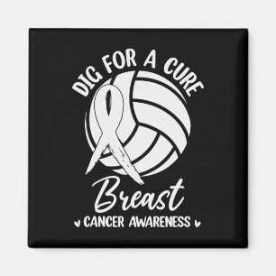 Dig For Cure Ribbon Volleyball Breast Cancer Aware Magnet