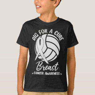 Dig For Cure Ribbon Volleyball Breast Cancer Aware T-Shirt