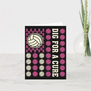 Dig For Cure Ribbon Volleyball Pink Breast Cancer  Card