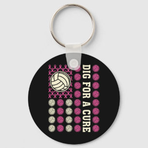 Dig For Cure Ribbon Volleyball Pink Breast Cancer  Key Ring