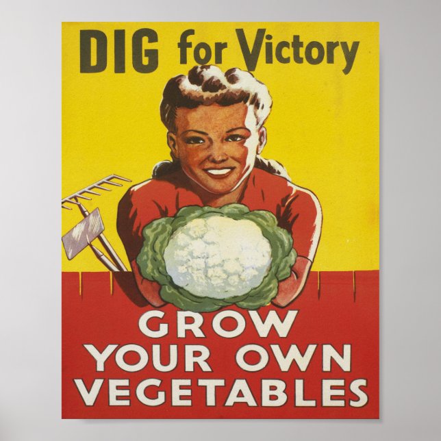 Dig for Victory Grow Your  Own American ww1 Poster (Front)