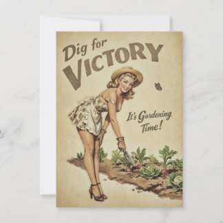 Dig for Victory Vintage Gardening Pinup Card