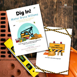 Dig In Construction Birthday Invitation