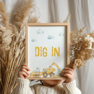Dig In Construction Theme Birthday Buffet Poster