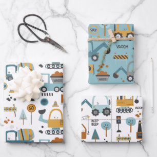 Dig it Pattern Boys Wrapping Paper Sheet