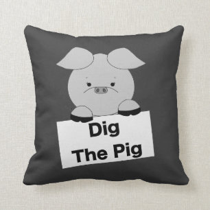 Dig The Pig Grey Pillow