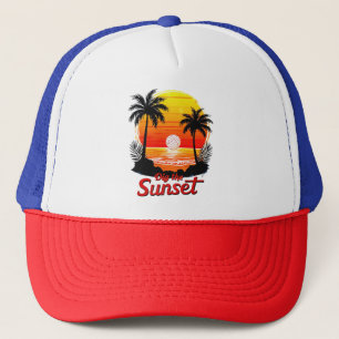 "Dig the Sunset" Volleyball sunset design Trucker Hat