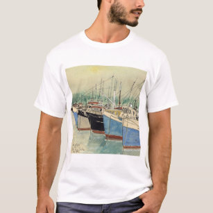 Digby, Nova Scotia, Fishing Boats, Watercolor T-Shirt