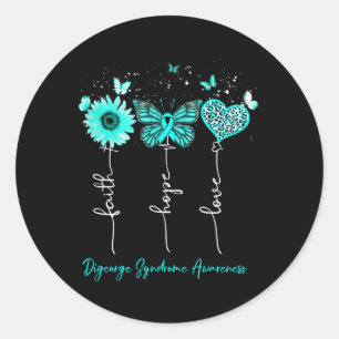 Digeorge Syndrome Awareness Faith Hope Leopard Sun Classic Round Sticker