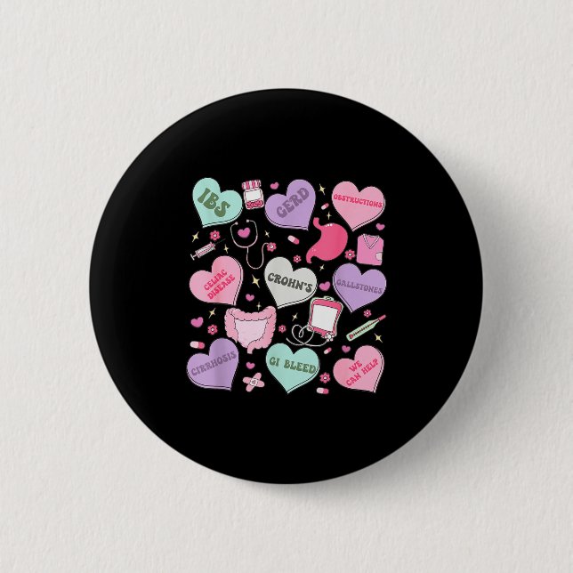 Digestive Divas Gastroenterology Nurse Valentine E 6 Cm Round Badge (Front)