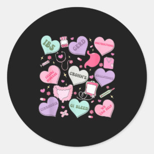 Digestive Divas Gastroenterology Nurse Valentine E Classic Round Sticker