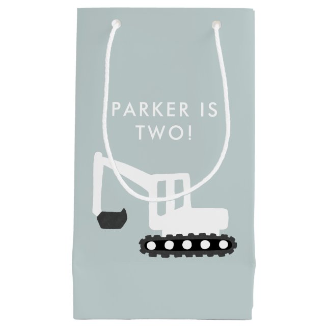 Digger Construction Birthday Party Gift Bag (Front)