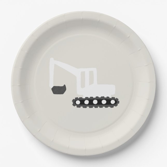 Digger Construction Birthday Party Minimal Plate (Front)