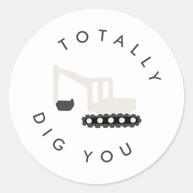 Digger Construction Birthday Party Minimal Sticker (Front)