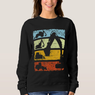 Digger Excavator Driver Construction Site Retro Vi Sweatshirt