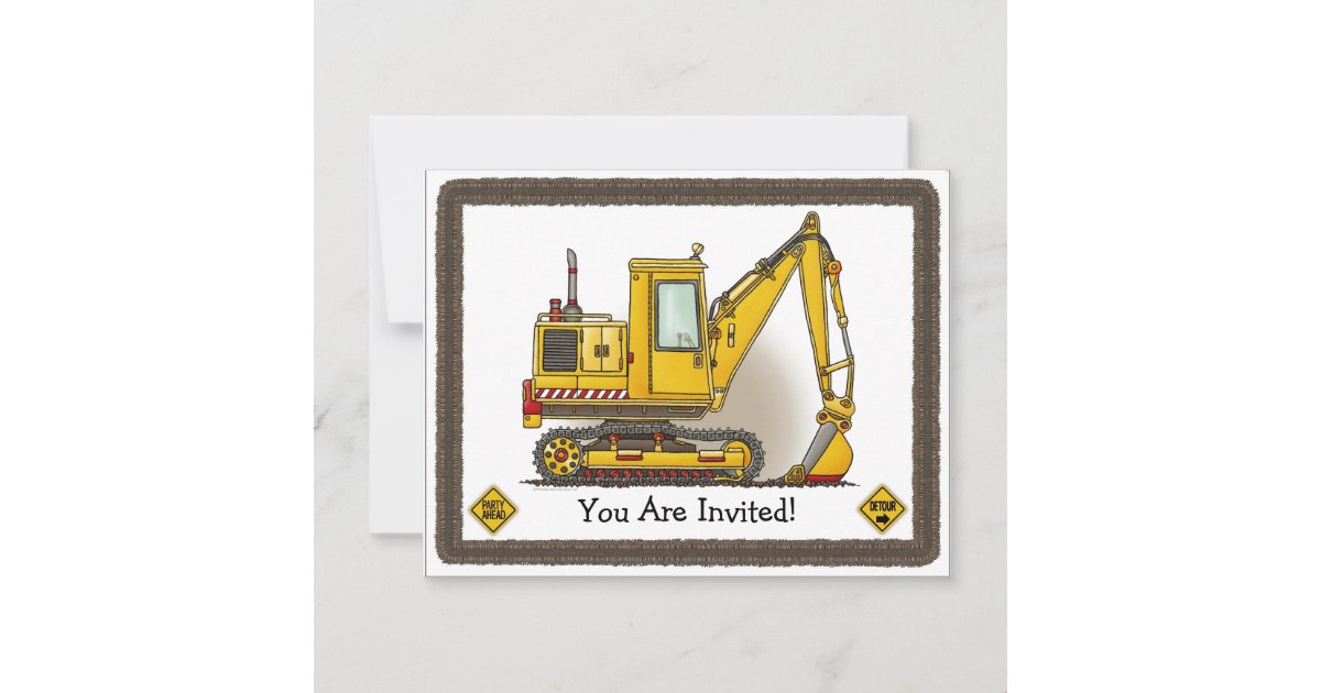 Digger Shovel Kids Party Invitation | Zazzle