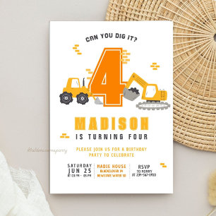 Diggin' It Birthday Construction Theme Birthday Invitation