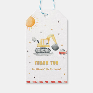Diggin’ It Construction Birthday Thank You Gift Tags