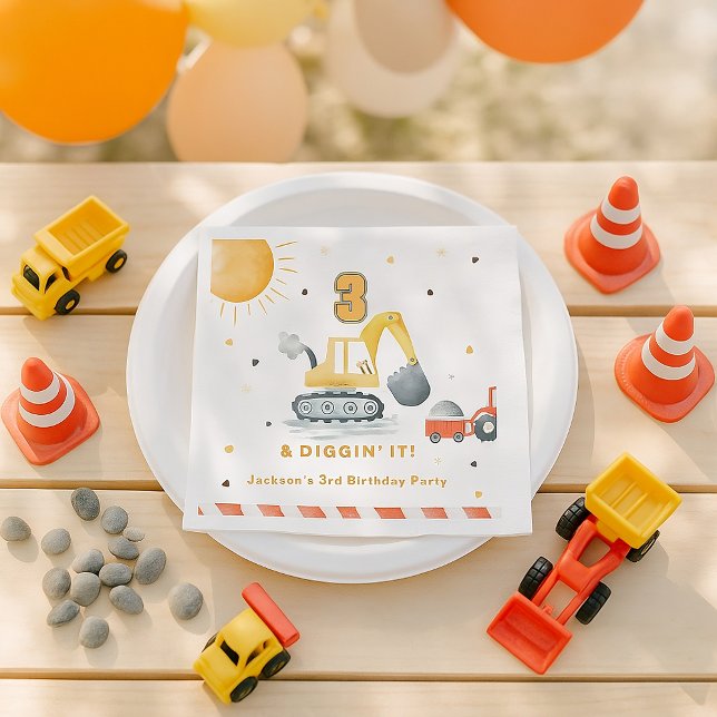 Diggin’ It Yellow Construction Brithday Party Napkin (Creator Uploaded)