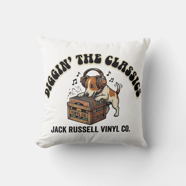Diggin' The Classics - Jack Russell Vinyl Co. Cushion (Front)