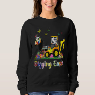 Digging Easter Bunny Toddler Boy Egg Hunt Tractor Sweatshirt