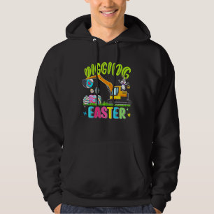 Digging Easter Eggs Bunny Excavator Tractor Loving Hoodie