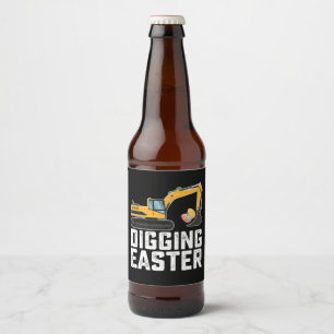 Digging Easter Excavator Egg Hunt Funny Beer Bottle Label