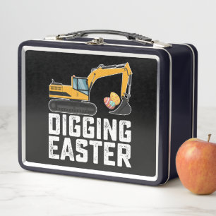 Digging Easter Excavator Egg Hunt Funny Metal Lunch Box