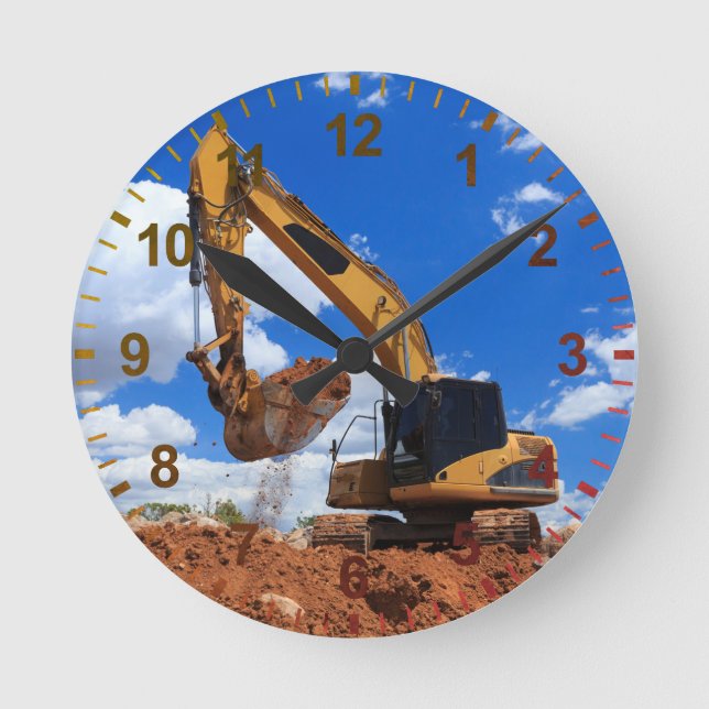 Digging Excavator Round Clock (Front)