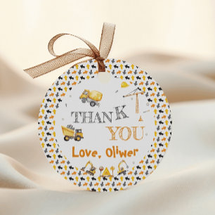 Digging Fun Construction Birthday Party Thank You Favour Tags