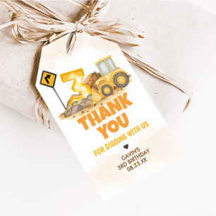 Digging It Construction 3rd Birthday Favor Tags