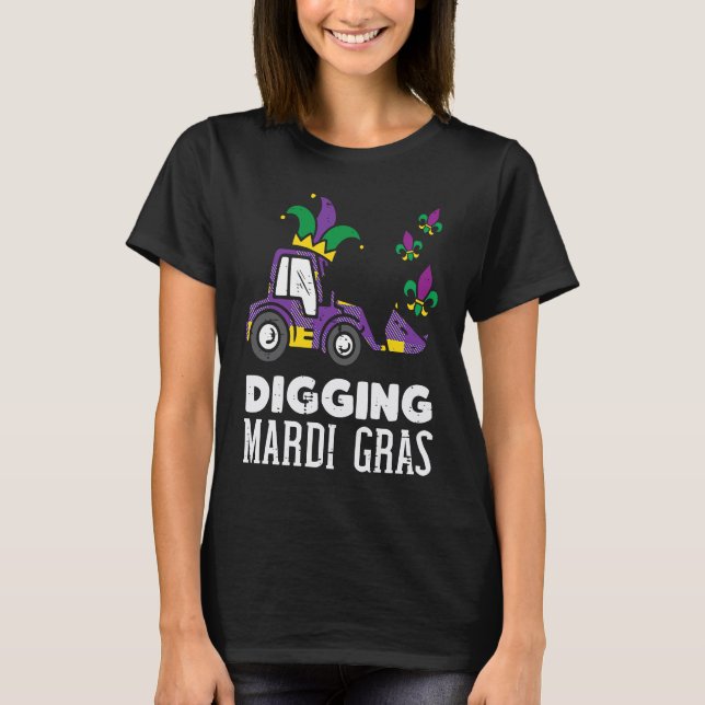 Digging Mardi Gras Bulldozer Truck Cute Boys Kids  T-Shirt (Front)
