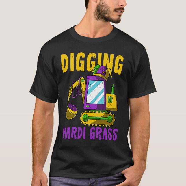 Digging Mardi Gras Cool Jester Excavator Construct T-Shirt (Front)