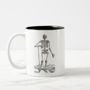Digging Skeleton Illustration Two-Tone Coffee Mug