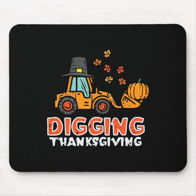 Digging Thanksgiving Excavator Truck Fall Toddler  Mouse Mat (Front)