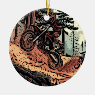 Digging Up Dirt - Dirt Bike Racers Ceramic Tree Decoration